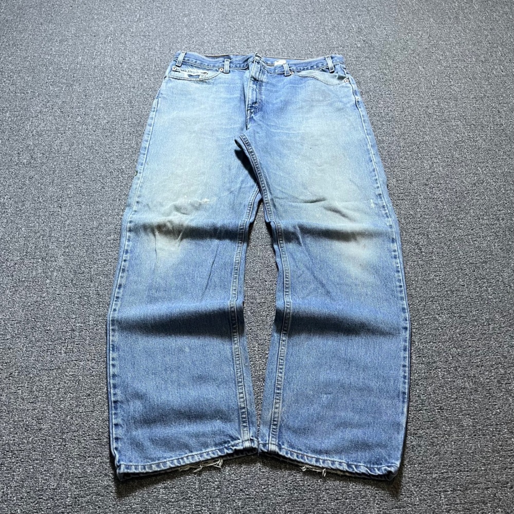 Vintage Levis 505 Jeans 40x32 Blue Distressed Thrashed Straight Leg Denim